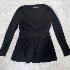 Women's Tee Shop Black Peplum Style Long Sleeve Shirt Size L